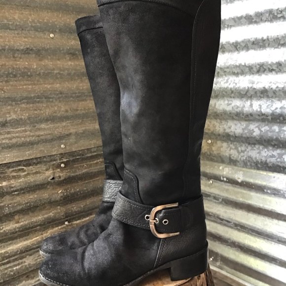 Joan & David Shoes - Joan & David Black Mid-calf texture leather boots